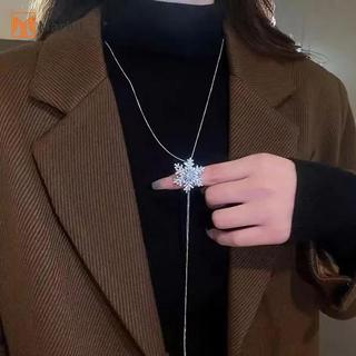 Vòng cổ bông tuyết xoay kim cương giả, dây chuyền điều chỉnh được, phù hợp làm trang sức nữ