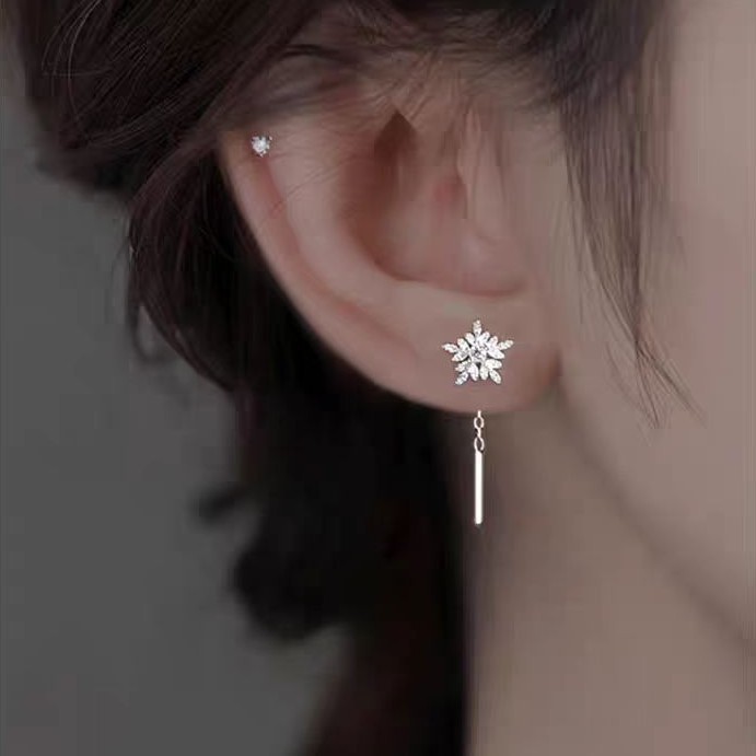 Bông tai tua rua bông tuyết ngọt ngào bạc s999