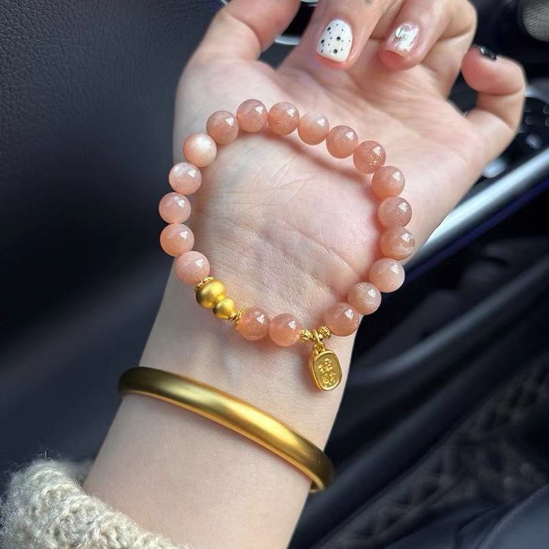 Fortune Bầu Giả Sunstone Vòng Tay Ánh Sáng Mới Sang Trọng Niche Cảm Giác Cao Cấp May Mắn Hạt Pha Lê Vòng Tay