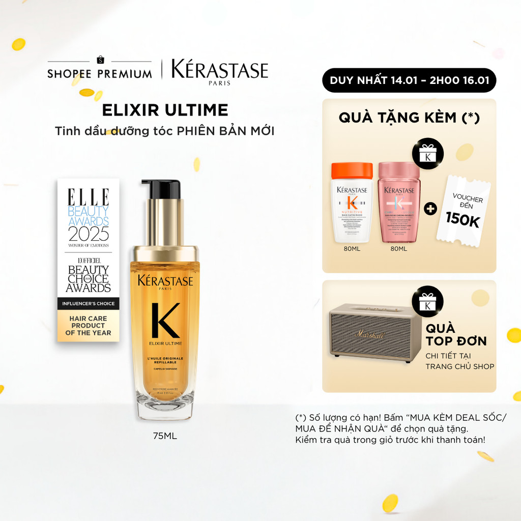 [MỚI] Tinh dầu dưỡng giúp tóc bóng mượt & giảm chẻ ngọn  - Kérastase Elixir Ultime Oil 75ml