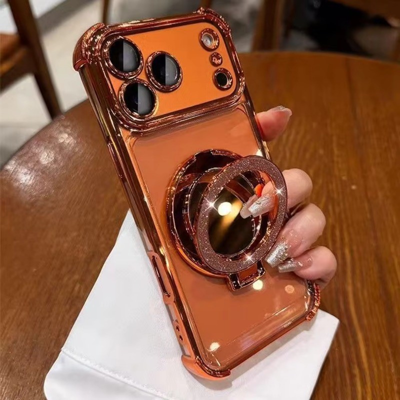 Sang Trọng Với Từ Lấp Lánh Gương Giá Đỡ Đứng Mạ Ốp Lưng Điện Thoại iPhone 17 16 15 14 13 12 11 Pro Max 16 Plus 17 Air Cover