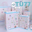 Tui Giấy đựng Quà Hồng Hình Cún Bông Dễ Thưởng Kẻ Sọc Xanh Hồng Cherry, Nơ TU77