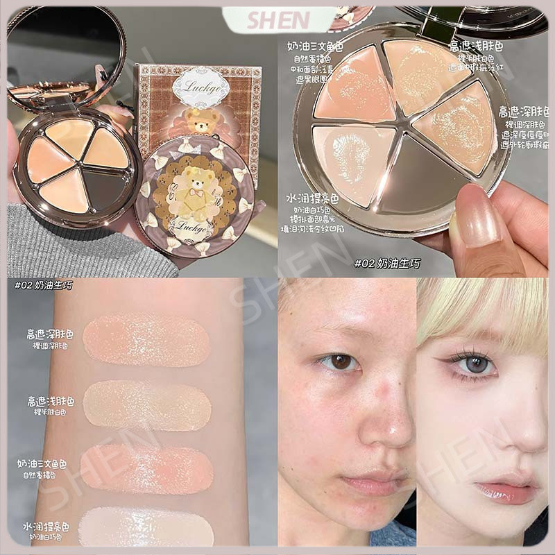 LUCKGO Pink Sweetheart Concealer Palette Dưỡng ẩm Tinh tế Che khuyết điểm Mụn Dấu vết quầng thâm Làm sáng da tông màu