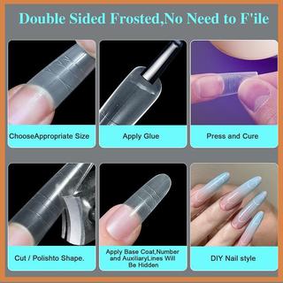 [SMD] 240 chiếc Móng tay giả hai mặt siêu mỏng có dây phụ -Trace Nail Tips Clear Extension Móng tay giả DIY [vn]