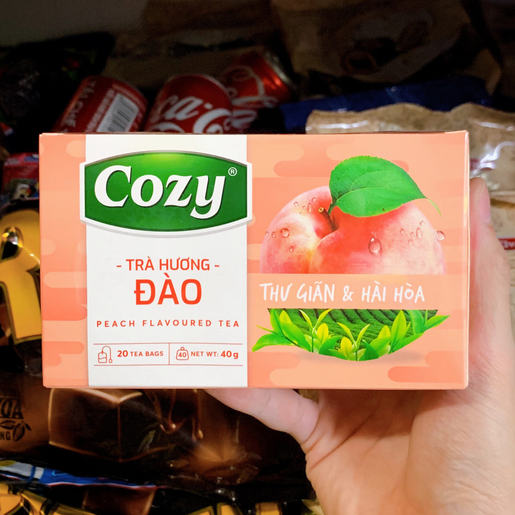 Trà Cozy Túi Lọc Hương Đào Peach Hộp 40g, Hương Đào Dịu Ngọt Trà Đen Đậm Vị, Thưởng Thức Mỗi Ngày