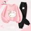 Hello Kitty Trẻ Em Áo Khoác Và Quần Jogger Trang Phục Dễ Thương Phong Cách Hoạt Hình Bé Gái Mặc Hàng Ngày