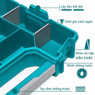 Hộp Nhựa Đựng Linh Kiện 12 - 15 Inch TOTAL TPBX1121 - TPBX1151 khóa nhựa, chất liệu nhựa PP, các hộp xếp chồng