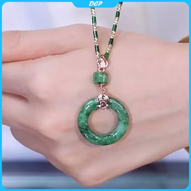 [DCP] Vòng cổ tre cổ điển với mặt dây chuyền ngọc bích giả, mặt trời totem hoa Cổ [VN]