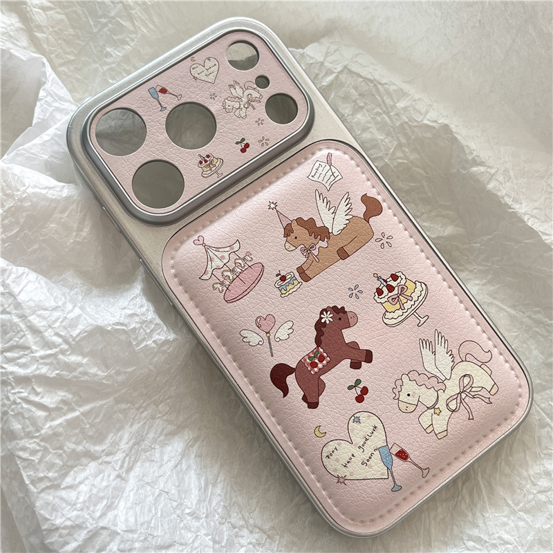 Ốp điện thoại chất liệu TPU + PU họa tiết ngựa cho iPhone 17 Pro max 16 Pro Horse