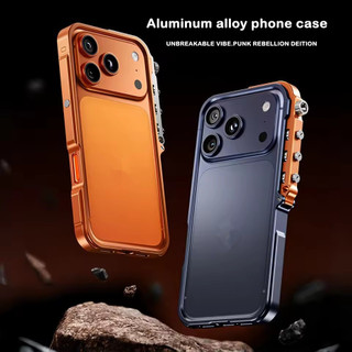 [JLK] Ốp Khung Điện Thoại Cơ Khí Cyberpunk Punk Cho iPhone 17 Air 16 15 14 13 Pro Max Plus Hợp Kim Nhôm Kim Loại Ốp Lưng Chống Sốc