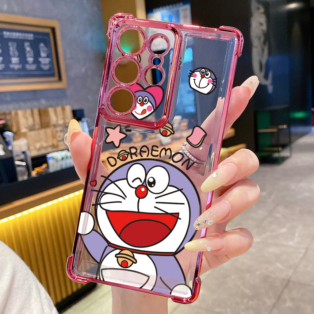 Tương thích với Samsung Galaxy S25 S24 S23 Ultra S22 Plus S21 FE S20 Cool Doremon Clear Mạ Case Chống rơi FD