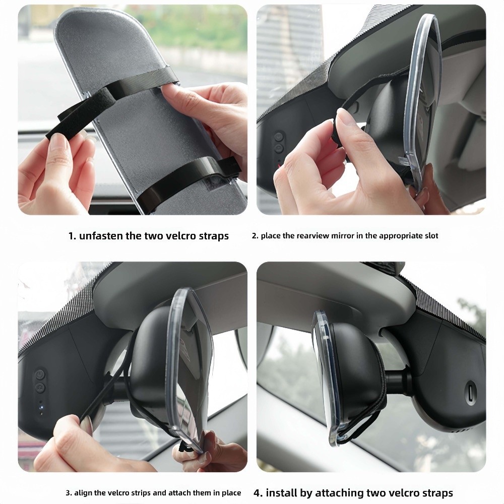 DELMER Chống chói Nội thất ô tô Chiếu hậu, Gương chiếu hậu lồi góc rộng có thể điều chỉnh, Vỏ gương che nắng dễ trượt độ phân giải cao chống vỡ