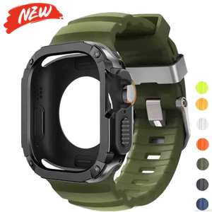 Dây đeo silicon + Vỏ tương thích cho Apple Watch Series11 / 10 46mm Ultra3 / 2 / 1 49mm 9 8 7 6 5 4 45mm 44mm