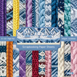 Sổ lưu niệm 6 inch 24 tờ giấy nền họa tiết áo len dệt kim 12 mẫu, dùng cho DIY album, sổ tay, scrapbook