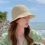 Mũ che nắng ngoài trời BORAGETE, Mũ xô rơm thoáng khí có thể gập lại, Mũ dệt tay thời trang chống tia cực tím Mũ ngư dân cho nữ đi biển