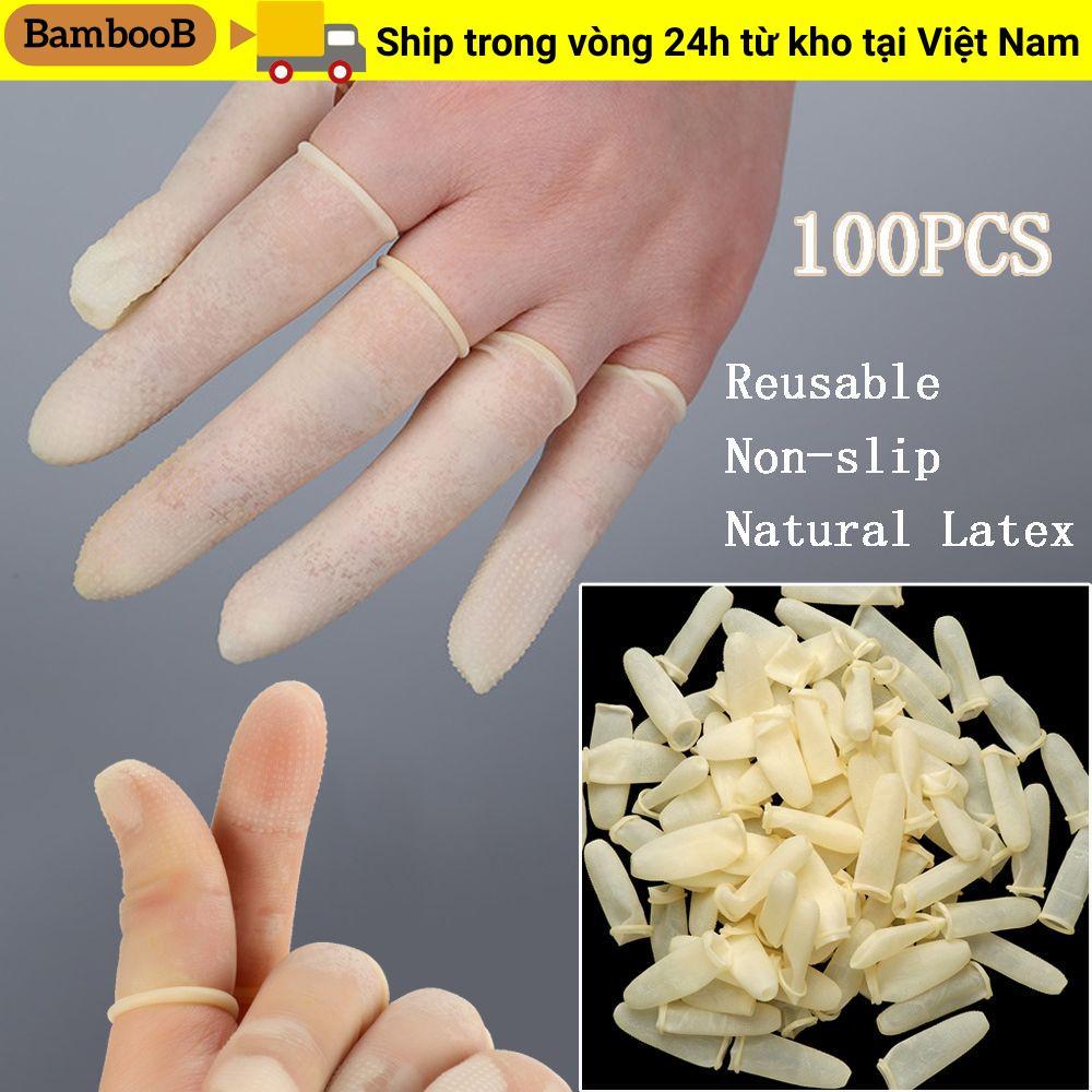 BAMBOOB 100 Chiếc Ngón Tay Trắng Cots Phụ Kiện Vệ Sinh Đầu Ngón Tay Bảo Vệ Cao Su Tự Nhiên Găng Tay Bảo Vệ