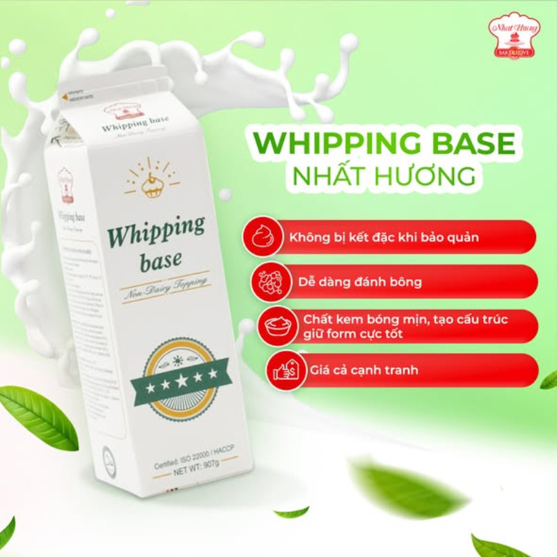 [Hỏa Tốc HN] Kem Whipping Base Nhất Hương Hộp 907g, Chất Kem Mịn Xốp Giữ Form Lâu, Hạn Chế Tách Nước