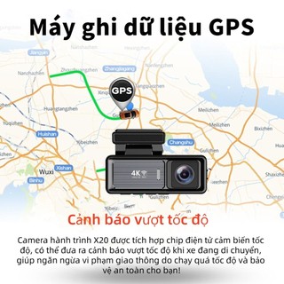 Unisen X20 Camera hành trình ô tô Cảnh báo vượt tốc độ 3840x2160 IPS ghi hình vòng lặp 24 giờ