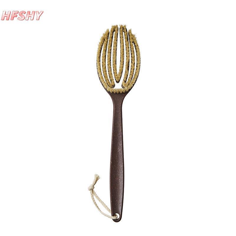 HFSHY Tắm Bàn Chải Tắm Bàn Chải Tắm Da Khô Cơ Thể Mềm Mại Lông Tự Nhiên Massage Dụng Cụ Chăm Sóc Mềm Mại Lông Tự Nhiên PE Tay Cầm VN