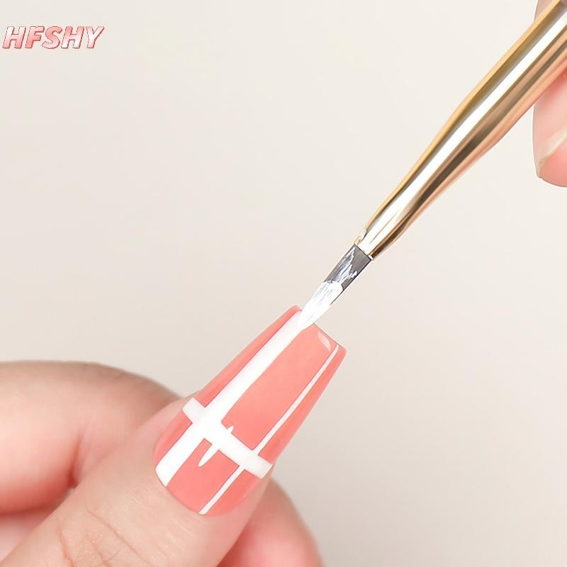 HFSHY 1 Chiếc Hai Đầu Móng Tay Nghệ Thuật Bàn Chải Đa Năng Sọc Lót Bàn Chải Mô Hình Nước Ripple DIY Thiết Kế Lông Cứng Bàn Chải Móng Tay Nghệ Thuật Dụng Cụ VN