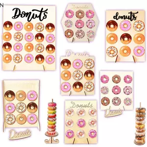 Giá đỡ màn hình bánh rán bằng gỗ NS - Candy Sweets Donut Ra cho bữa tiệc NS