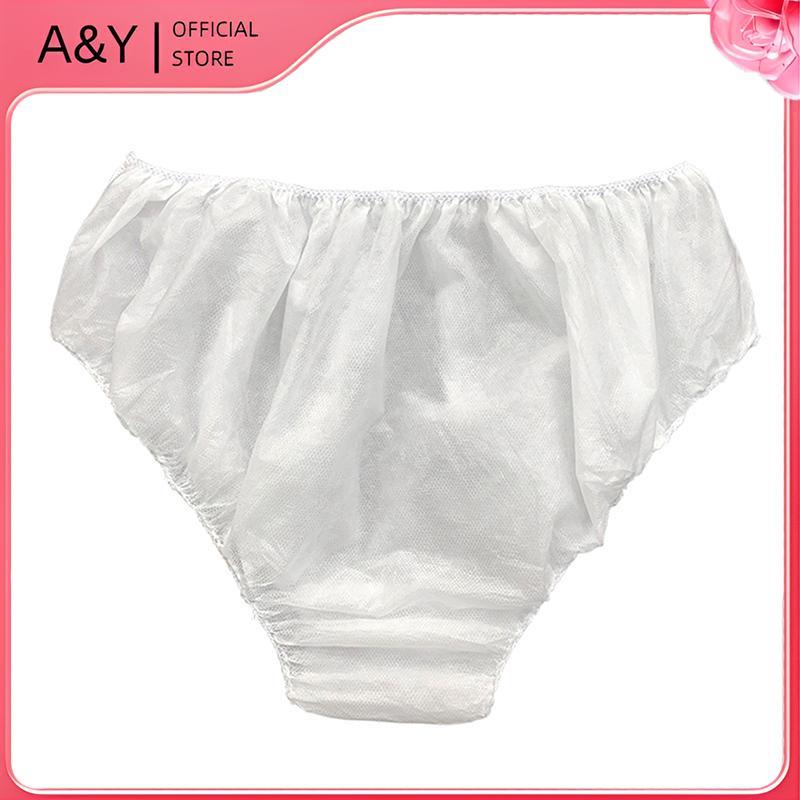 A & Y 10x Quần lót dùng một lần Giấy dệt đôi màu trắng Đồ lót Unisex thả.