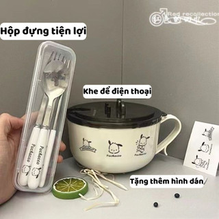 Bát ăn mì NGÓI HOME bát inox ăn mì tôm có tay cầm và nắp cách nhiệt , ca úp mì bát úp mì cao cấp sang trọng tô mì- TM01