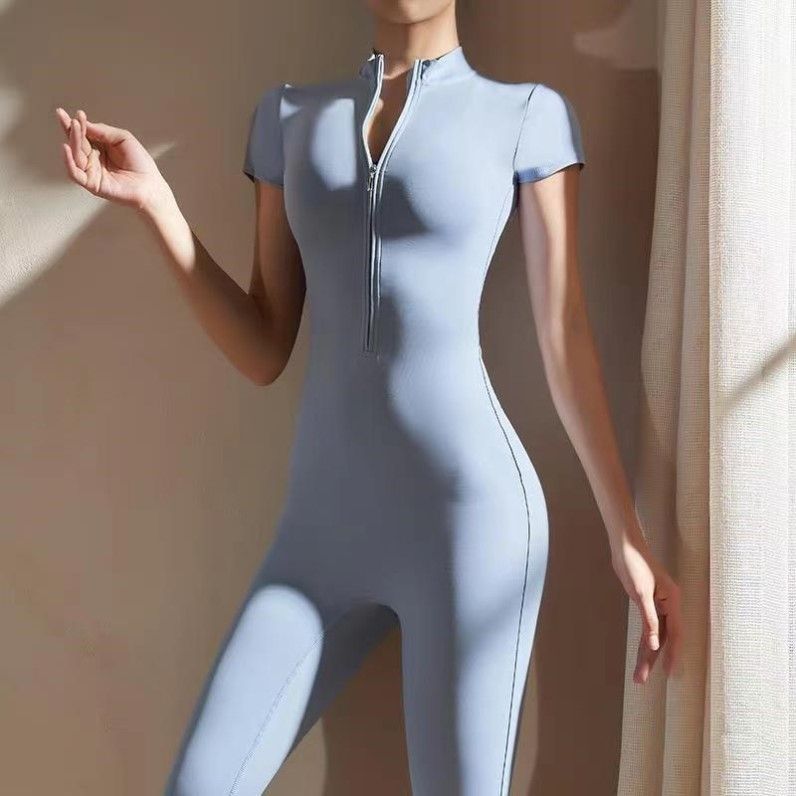 Jumpsuit thể thao phong cách mới, dây kéo dài tay, phù hợp tập luyện và nhảy múa, có thể mặc ngoài