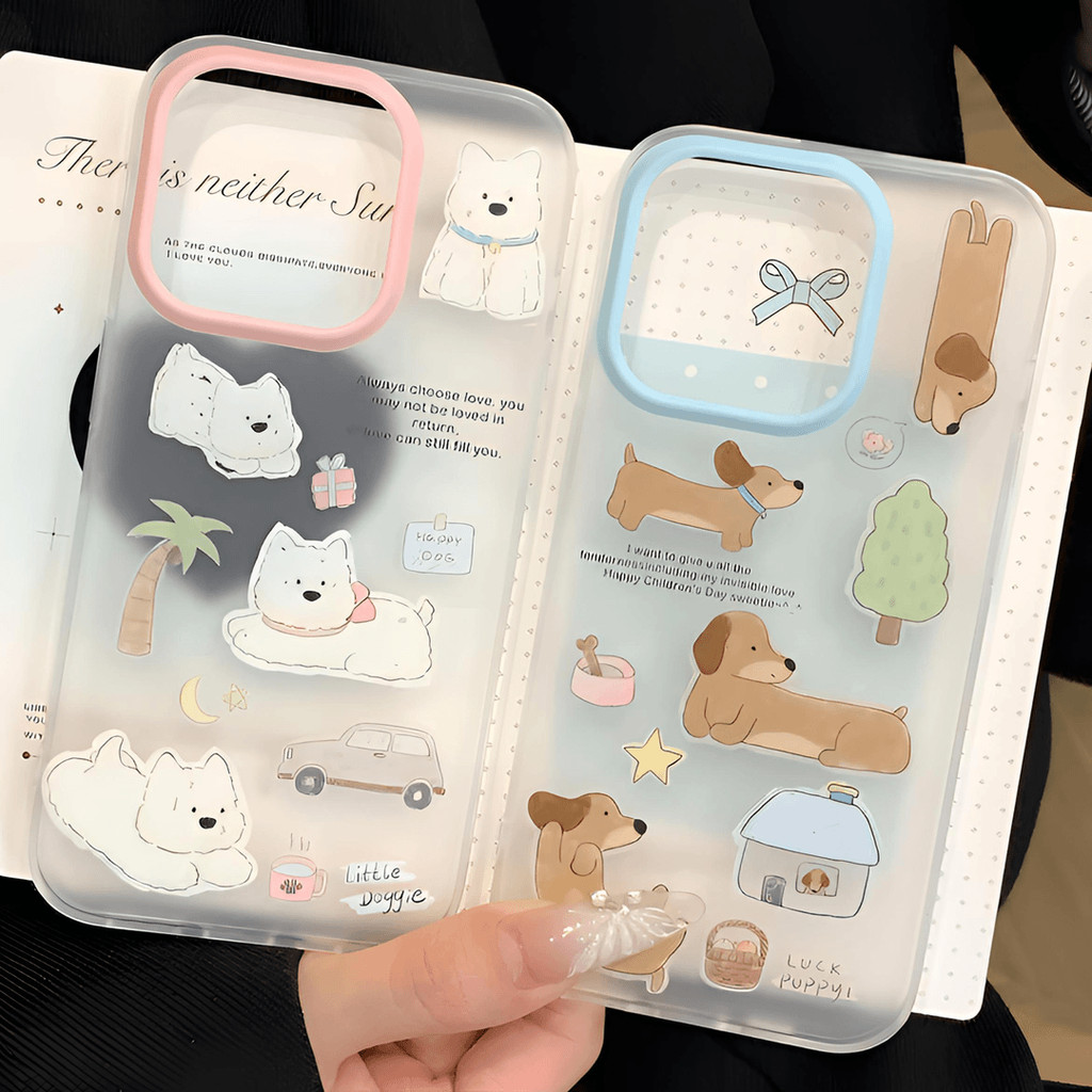 Vỏ điện thoại iPhone 17/16 Pro Max, mẫu chó đáng yêu mùa hè, 15/14 độ mờ, 13 lỗ lớn, 12 lớp mềm, 11 inch