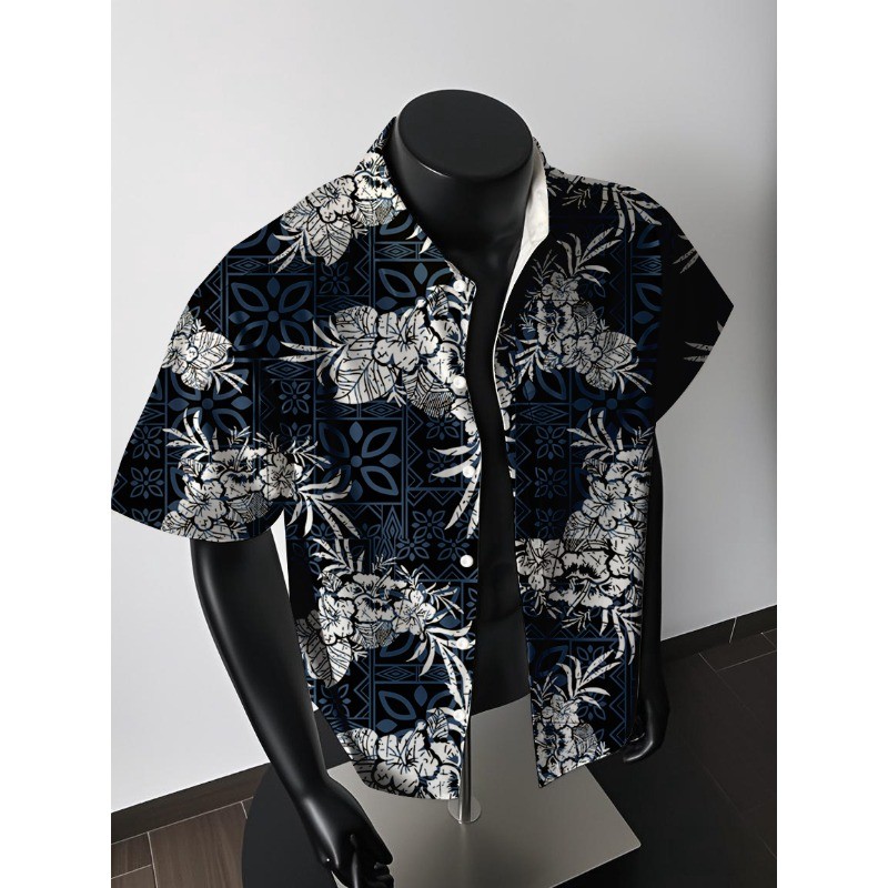 Áo sơ mi ngắn tay in hình Hawaii phong cách Mỹ, phù hợp đi biển mùa hè