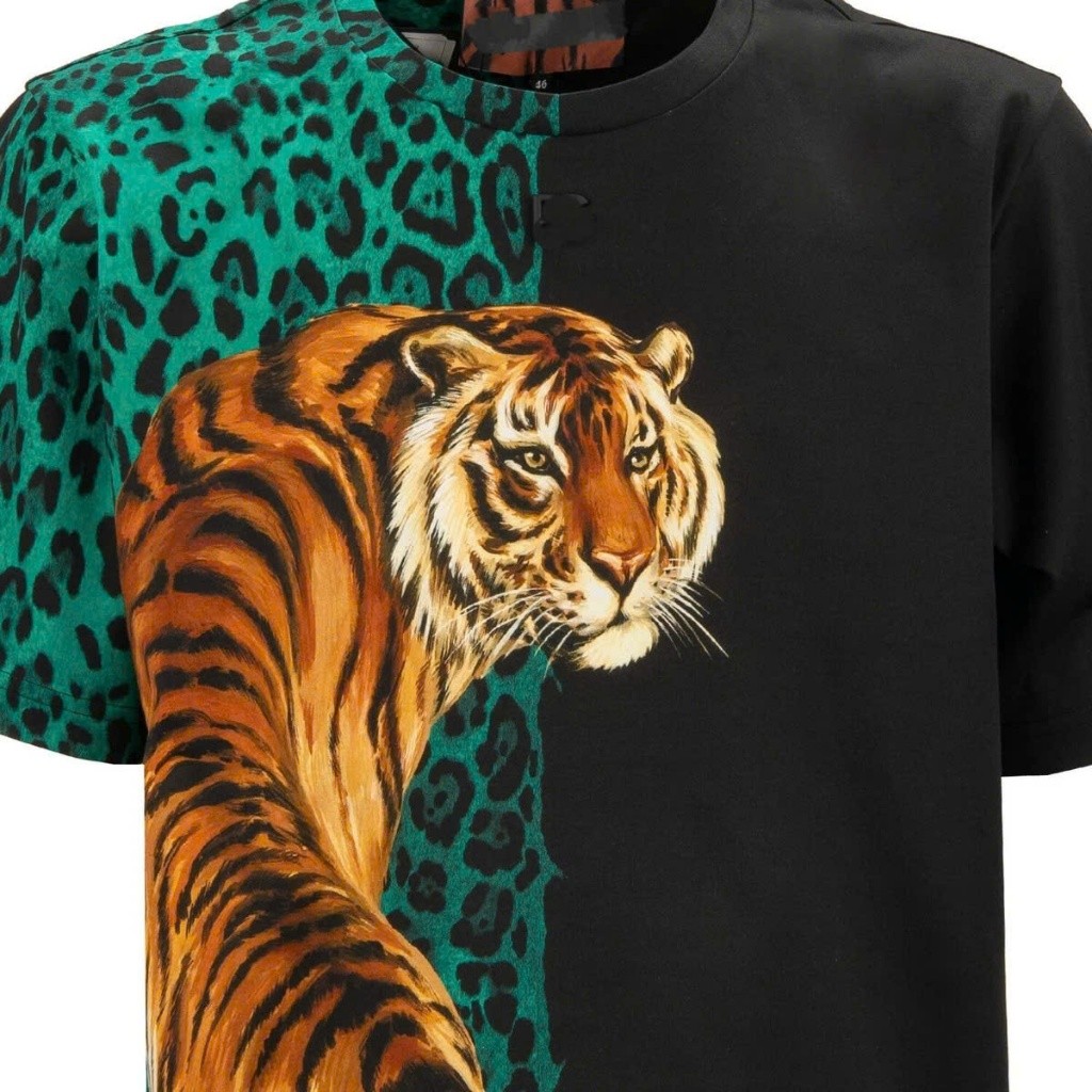 Áo Thun 1 Chú Hổ Phối Nưa Thân Xanh Đen KCloset Áo Phông Cotton Dày Dặn Dáng Rộng Unisex NA116