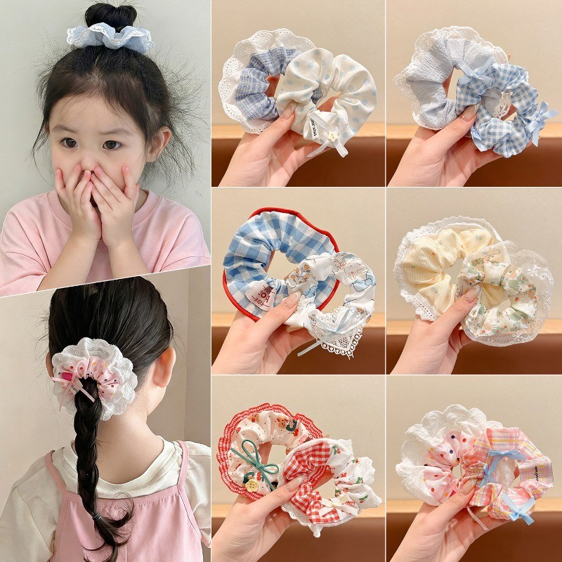 Thời Trang Hàn Quốc Ren Lớn Scrunchies Bé Gái Dễ Thương Đuôi Ngựa Dây Buộc Tóc Accessorie