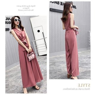 Jumpsuit plus size phong cách phương Tây, quần ống rộng, cổ chữ V slim-fit - Sale 10%