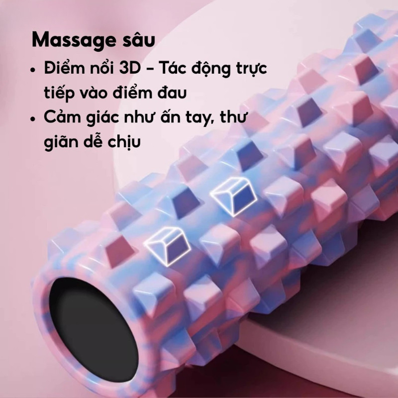 Con Lăn Massage EVA Foam Roller Gai Nhọn[45cm] -Giãn Cơ,Giảm Đau Hiệu Quả Cho Yoga, Tập Gym Tại Nhà
