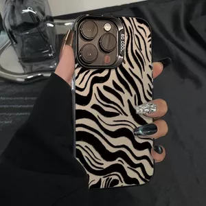Zebra sọc cho iPhone16Promax151413 trường hợp màu bạc mờ XrXsmax nổ