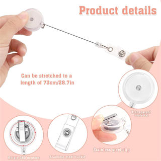 Cuộn Huy Hiệu Không Độc Hại Xoay Nhẹ Cá Sấu Kẹp Trong Suốt Có Thể Thu Vào Trong Suốt Huy Hiệu Cho Trường Học Sinh Văn Phòng