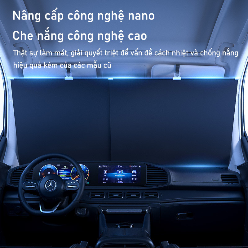Rèm Cuốn Tự Động Che Kính Lái Ô Tô - Chống Nắng, Chống UV, Cách Nhiệt, Gập Gọn Nhẹ Sau Khi Dùng, Dùng Cho Mọi Dòng Xe