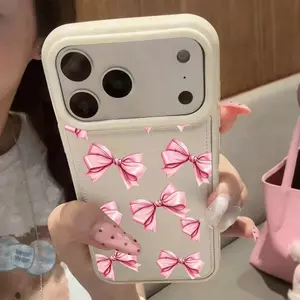 Powder Tie Bow Sea Thích hợp cho 16 trường hợp iPhone 17Air Bread Case 14 13 11Pro