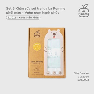 LA pomme SS26.T2.2 K001 Set 5 Khăn sữa sợi tre lụa La Pomme phối màu cho bé