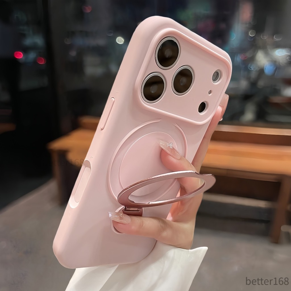 Sang trọng 360° Giá đỡ xoay từ tính cho iPhone 17 16 15 14 13 Pro Max Vỏ silicon lỏng chống sốc