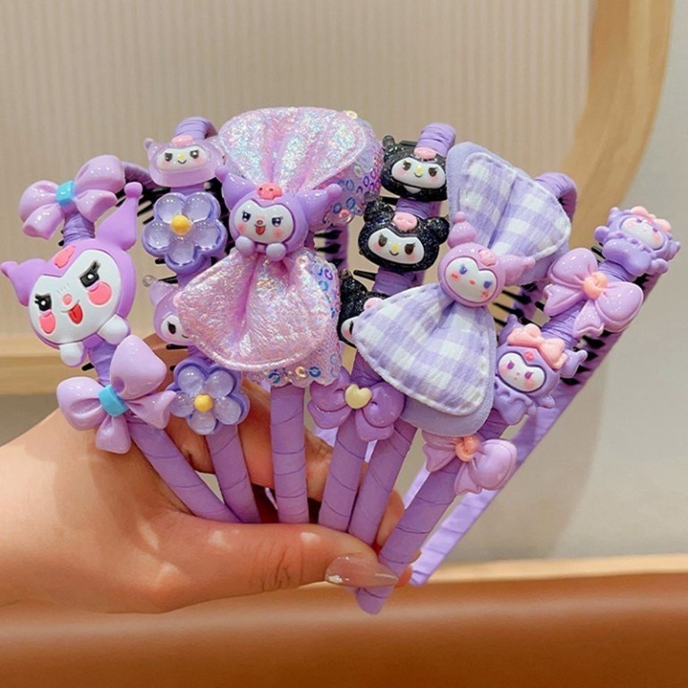 Bờm Tóc Kuromi Siêu Xinh Phong Cách Hàn Quốc Cho Bé Băng Đô Cài Tóc Đính Nơ Xinh Xắn Cho Bé Gái