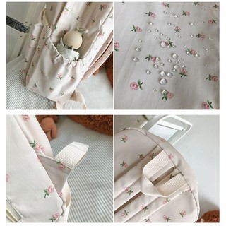 Schoolbag Nữ ins Cô Gái Nhật Bản Phong Cách Preppy Ba Lô Hoa Nhỏ Phiên Bản Hàn Quốc Bông Tai Kẹp In Hình Ba Lô Học Sinh Trung Học Nữ