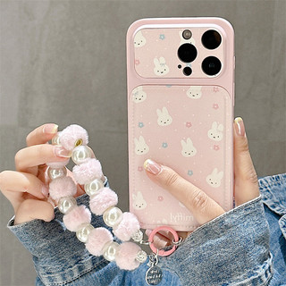 Pink Miffy Rabbit + Vòng tay cho iphone17 17promax 16promax 15promax 14 / 13 / 15 / 16pro iphone13 TPU mới vỏ iphone chống bụi