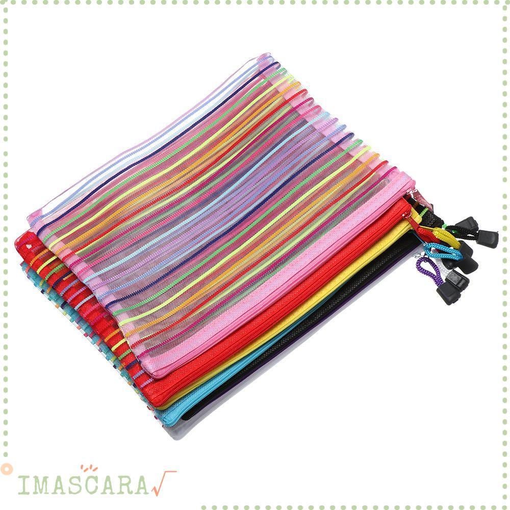 IMASCARA 1 Túi Đựng Bút Lưới Túi Xách Thời Trang Màu Sắc Cầu Vồng Nylon Trang Điểm Lưới Mỹ Phẩm
