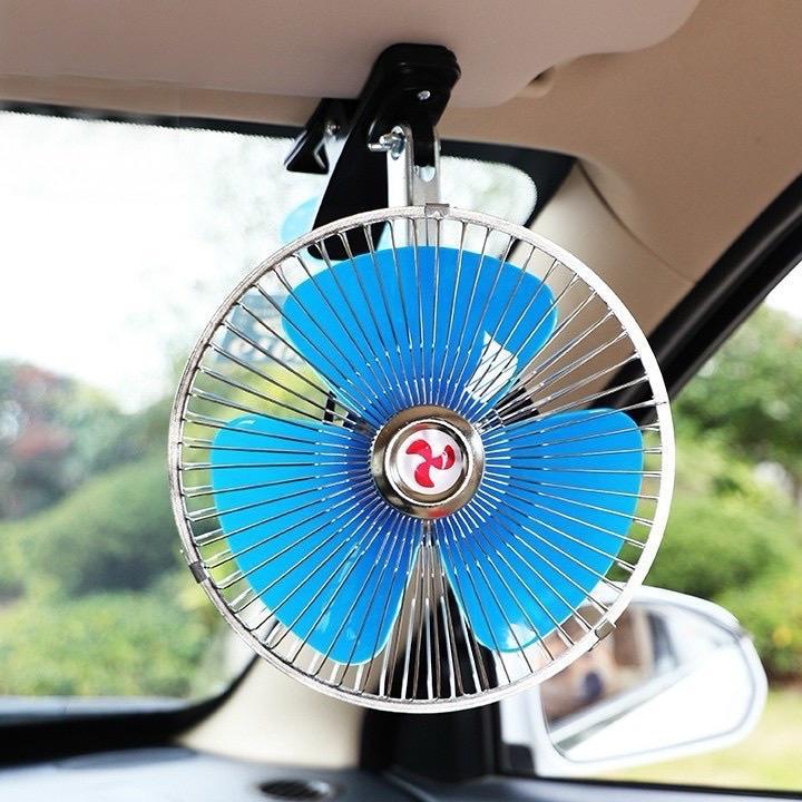 ￼Quạt Kẹp Ô Tô 12V - 24V Lắp Cho Mọi Dòng Xe Ô Tô, Xe Tải, Có Lồng Sắt Cao Cấp Quạt Kẹp Bình Ắc Quy