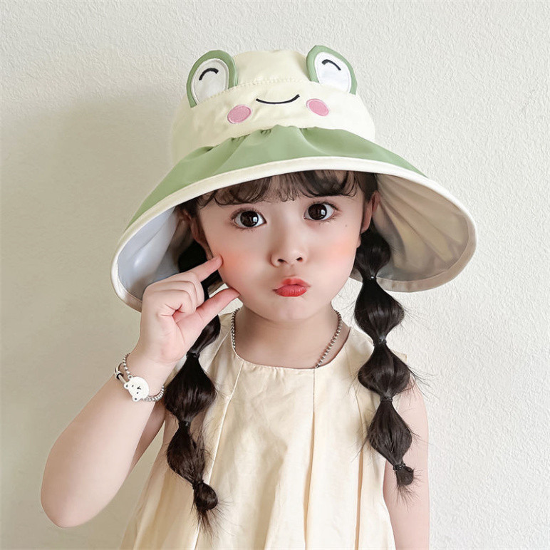 Mũ Vành Rộng Che Nắng Cho Bé 2-10 Tuổi , Nắng Hở Chóp Họa Tiết Hoạt Hình Dễ Thương Cho Bé