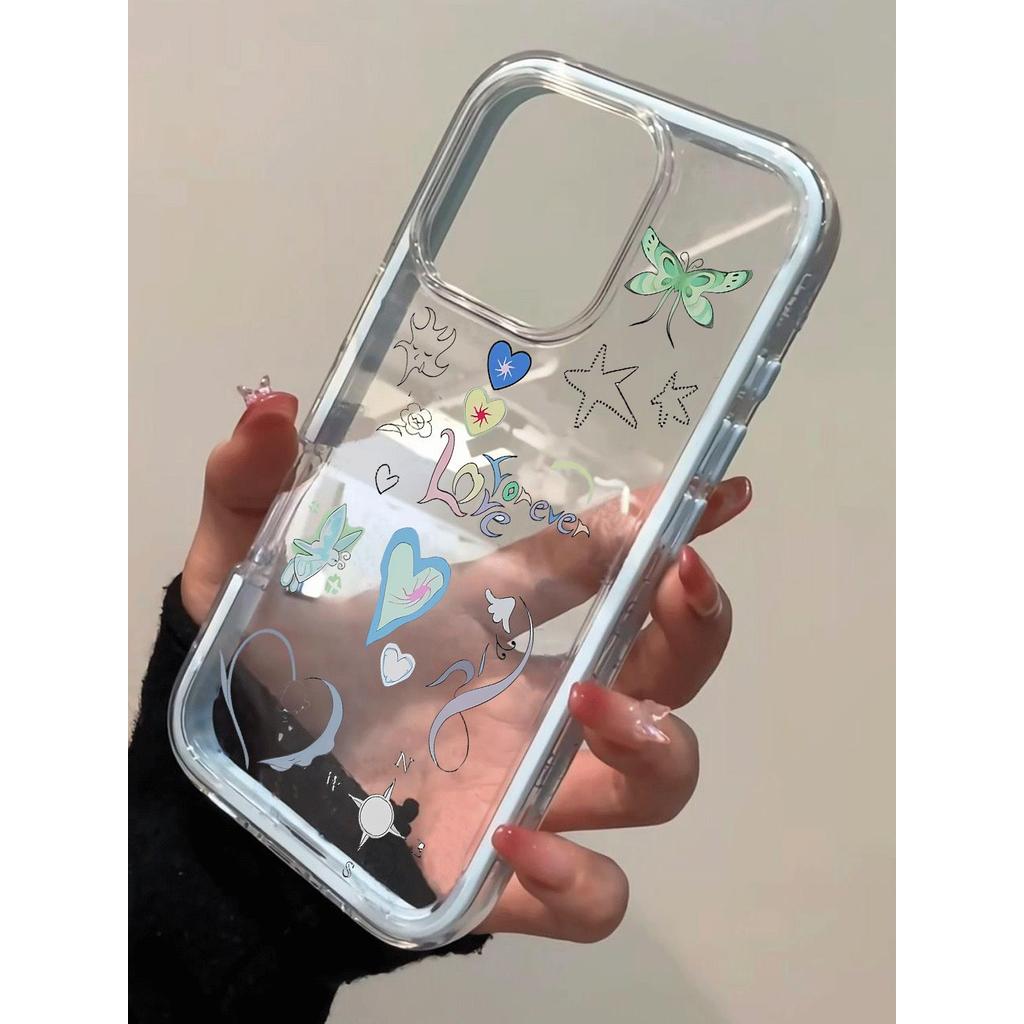 Tài khoản tay tình yêu và sao bướm cho 16 trường hợp iPhone 17Air 3 trong 1 bezel 14 13 11Pro
