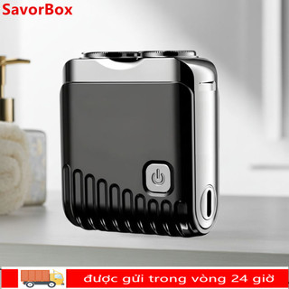Máy cạo râu điện mini SAVORBOX, cạo khô ướt, sạc TYPE-C, chống nước, lưỡi kép nổi