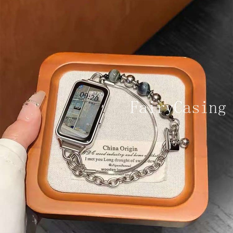 Hạt kim loại thời trang Thích hợp cho Huawei Watch Fit3 Fit4 4pro Dây đeo và Huawei Band 8 9 10 11 pro NFC Dây đeo thủ công