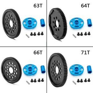 Kim Loại 63T 64T 66T 68T 71T 54500 Spur Gear và Gear Mount Bộ Bánh Răng Tốc Độ Cao Cho Tamiya TT-02 TT02 1 / 10 RC Xe Nâng Cấp Phần